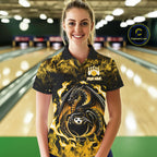 Black And Yellow Flaming Dragon Bowling Jersey Custom Bowling League Team Shirts
