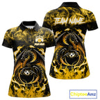 Black And Yellow Flaming Dragon Bowling Jersey Custom Bowling League Team Shirts