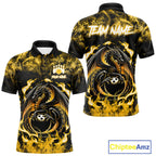 Black And Yellow Flaming Dragon Bowling Jersey Custom Bowling League Team Shirts