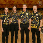 Black And Yellow Flaming Dragon Bowling Jersey Custom Bowling League Team Shirts
