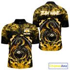 Black And Yellow Flaming Dragon Bowling Jersey Custom Bowling League Team Shirts