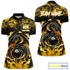 Black And Yellow Flaming Dragon Bowling Jersey Custom Bowling League Team Shirts