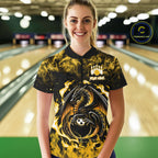 Black And Yellow Flaming Dragon Bowling Jersey Custom Bowling League Team Shirts