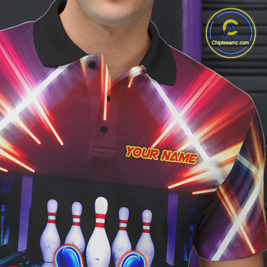 Funny Flame Neon Cowboy Bowling Shirts Custom Bowling Team Jersey Polo & Quarter Zip