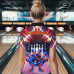 Funny Flame Neon Cowboy Bowling Shirts Custom Bowling Team Jersey Polo & Quarter Zip