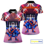 Funny Flame Neon Cowboy Bowling Shirts Custom Bowling Team Jersey Polo & Quarter Zip