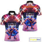 Funny Flame Neon Cowboy Bowling Shirts Custom Bowling Team Jersey Polo & Quarter Zip