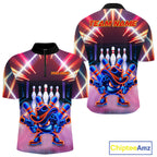 Funny Flame Neon Cowboy Bowling Shirts Custom Bowling Team Jersey Polo & Quarter Zip