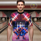 Funny Flame Neon Cowboy Bowling Shirts Custom Bowling Team Jersey Polo & Quarter Zip