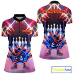 Funny Flame Neon Cowboy Bowling Shirts Custom Bowling Team Jersey Polo & Quarter Zip