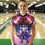 Funny Flame Neon Cowboy Bowling Shirts Custom Bowling Team Jersey Polo & Quarter Zip