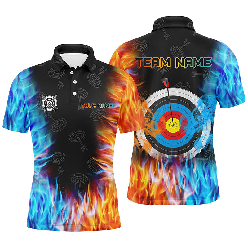 Personalized Archery Target Fire And Water 3D Printed Polo Shirts Custom Archery Jersey