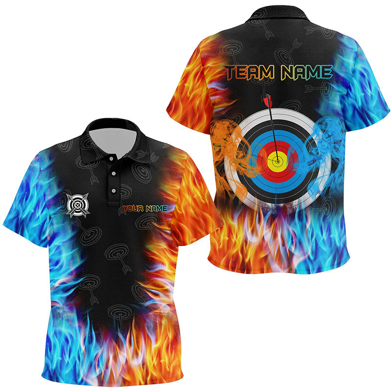 Personalized Archery Target Fire And Water 3D Printed Polo Shirts Custom Archery Jersey
