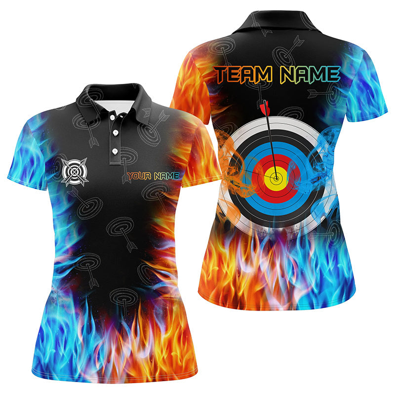 Personalized Archery Target Fire And Water 3D Printed Polo Shirts Custom Archery Jersey