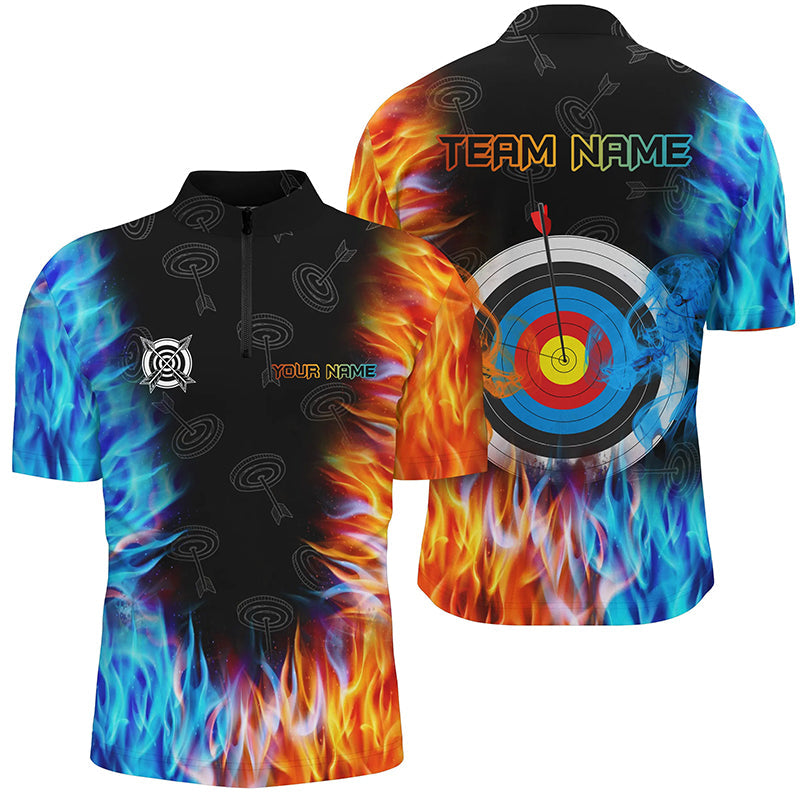 Personalized Archery Target Fire Water 3D Printed Quarter-Zip Shirts, Archery Jersey