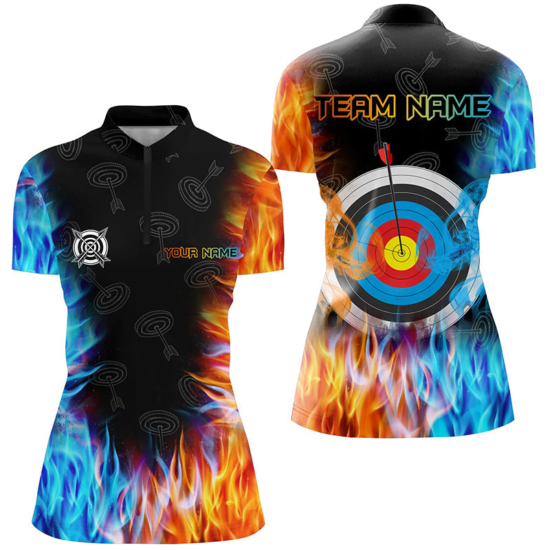 Personalized Archery Target Fire Water 3D Printed Quarter-Zip Shirts, Archery Jersey