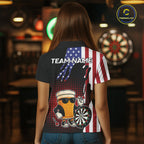 American Flag Funny Beer Darts Shirts Custom Patriotic Darts Team Jersey Polo & 1/4 Zip