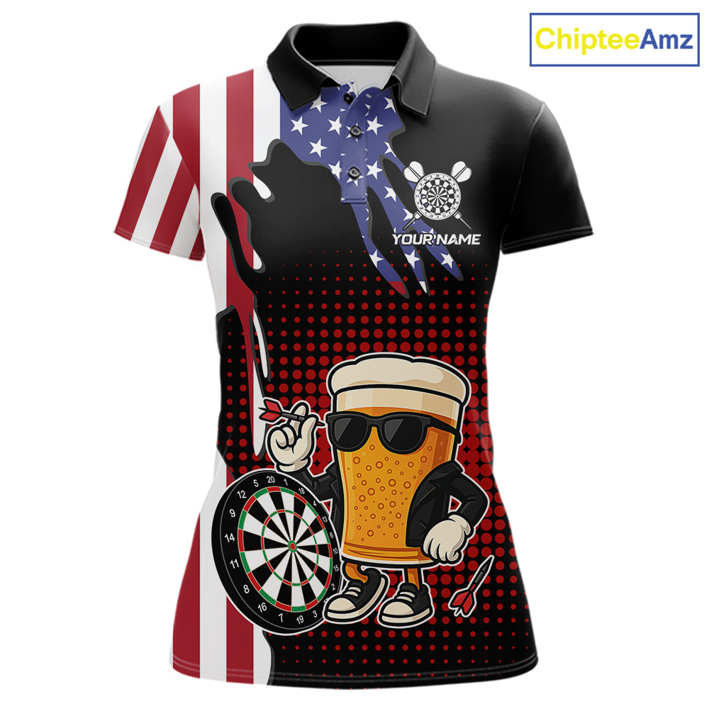 American Flag Funny Beer Darts Shirts Custom Patriotic Darts Team Jersey Polo & 1/4 Zip
