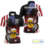 Custom Funny Beer American Flag Darts Shirts, Patriotic Darts Team Jersey Polo & 1/4 Zip