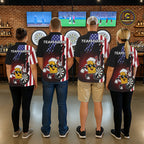 Custom Funny Beer American Flag Darts Shirts, Patriotic Darts Team Jersey Polo & 1/4 Zip