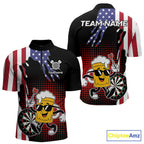 Custom Funny Beer American Flag Darts Shirts, Patriotic Darts Team Jersey Polo & 1/4 Zip