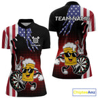 Custom Funny Beer American Flag Darts Shirts, Patriotic Darts Team Jersey Polo & 1/4 Zip