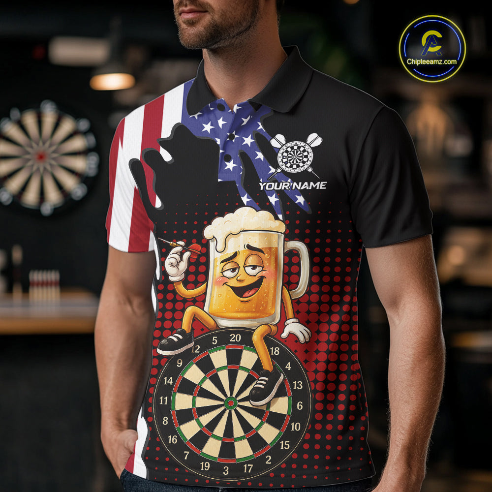 Funny Drunk Beer American Flag Darts Shirts Custom Patriotic Darts Team Jersey