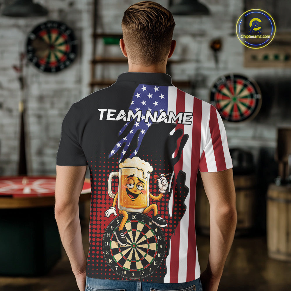 Funny Drunk Beer American Flag Darts Shirts Custom Patriotic Darts Team Jersey