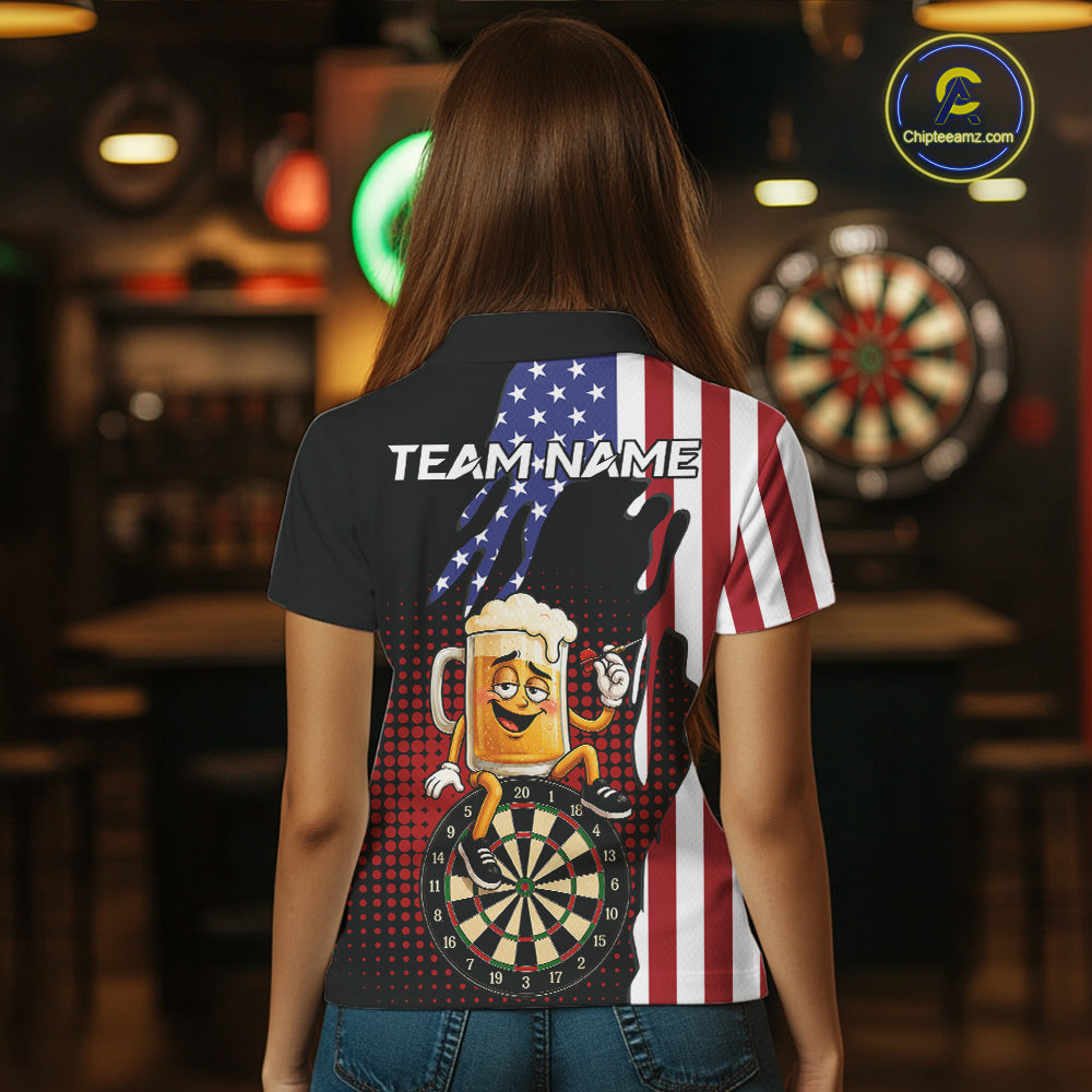 Funny Drunk Beer American Flag Darts Shirts Custom Patriotic Darts Team Jersey