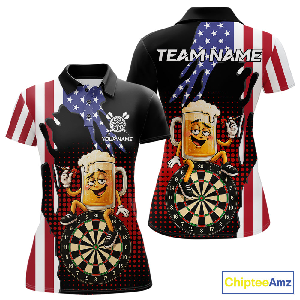 Funny Drunk Beer American Flag Darts Shirts Custom Patriotic Darts Team Jersey