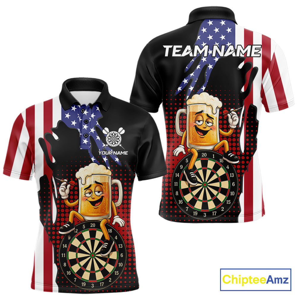 Funny Drunk Beer American Flag Darts Shirts Custom Patriotic Darts Team Jersey