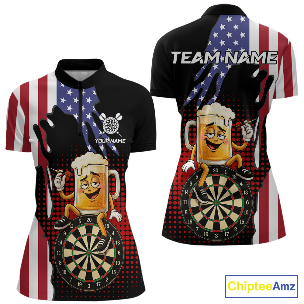Funny Drunk Beer American Flag Darts Shirts Custom Patriotic Darts Team Jersey