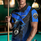 Black And Blue 8 Ball Pool Eagle Lightning Billiard Shirts Custom Billiard Team Jersey