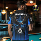 Black And Blue 8 Ball Pool Eagle Lightning Billiard Shirts Custom Billiard Team Jersey