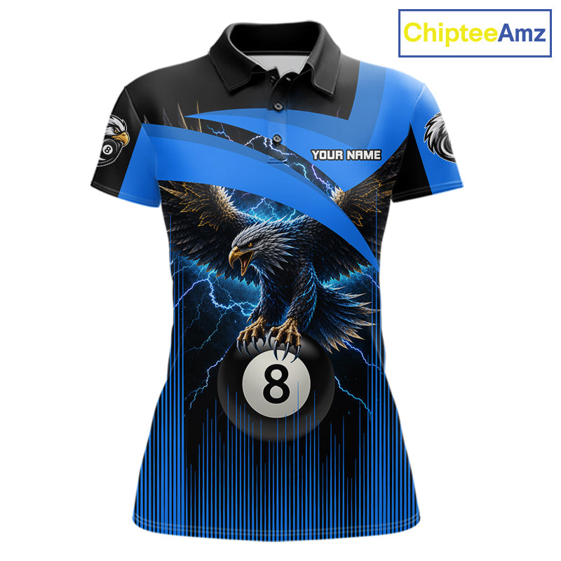 Black And Blue 8 Ball Pool Eagle Lightning Billiard Shirts Custom Billiard Team Jersey