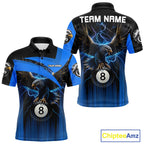 Black And Blue 8 Ball Pool Eagle Lightning Billiard Shirts Custom Billiard Team Jersey