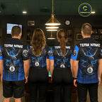 Black And Blue 8 Ball Pool Eagle Lightning Billiard Shirts Custom Billiard Team Jersey
