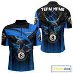 Black And Blue 8 Ball Pool Eagle Lightning Billiard Shirts Custom Billiard Team Jersey