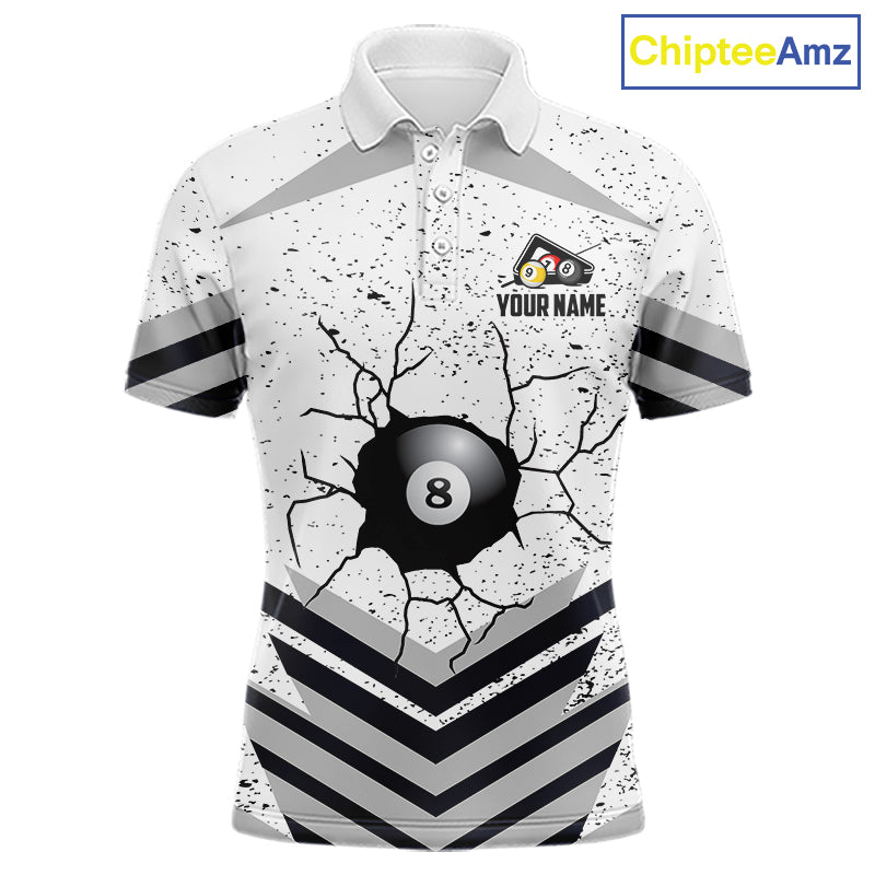 Funny Crack 8 Ball Billiard Pool Shirts Custom White Grunge Billiard League Team Jersey