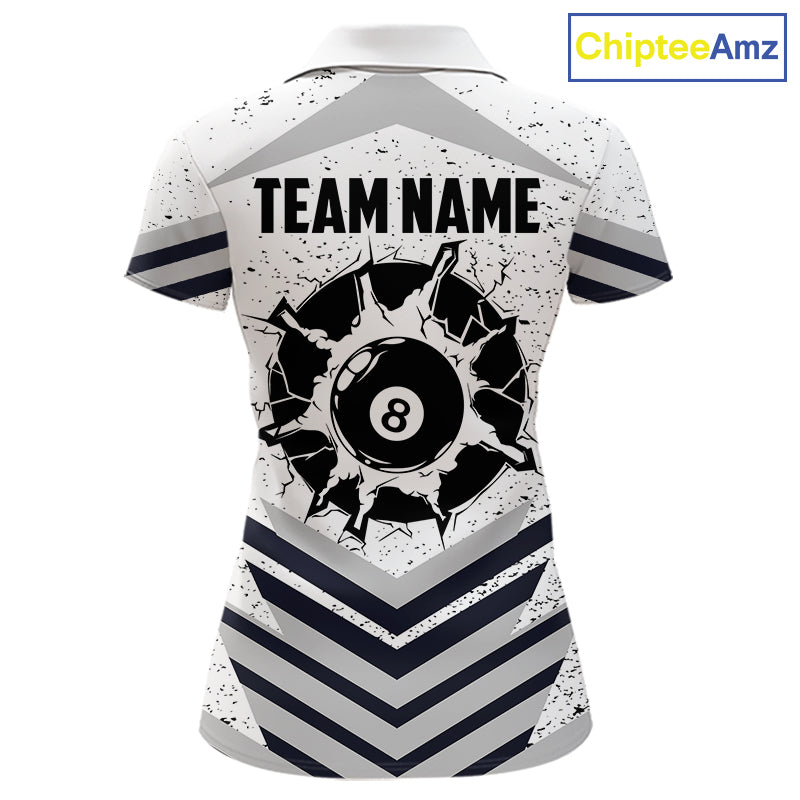 Funny Crack 8 Ball Billiard Pool Shirts Custom White Grunge Billiard League Team Jersey