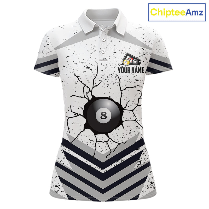Funny Crack 8 Ball Billiard Pool Shirts Custom White Grunge Billiard League Team Jersey