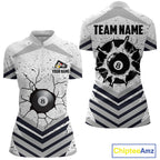 Funny Crack 8 Ball Billiard Pool Shirts Custom White Grunge Billiard League Team Jersey