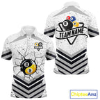 Funny Yin-Yang 8 Ball & 9 Ball Billiard Shirts Custom White Grunge Pool Team Jersey