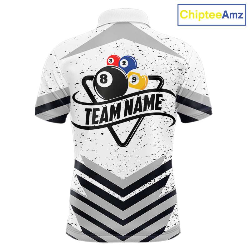 Funny Yin-Yang 8 Ball & 9 Ball Billiard Shirts Custom White Grunge Pool Team Jersey