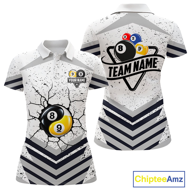 Funny Yin-Yang 8 Ball & 9 Ball Billiard Shirts Custom White Grunge Pool Team Jersey