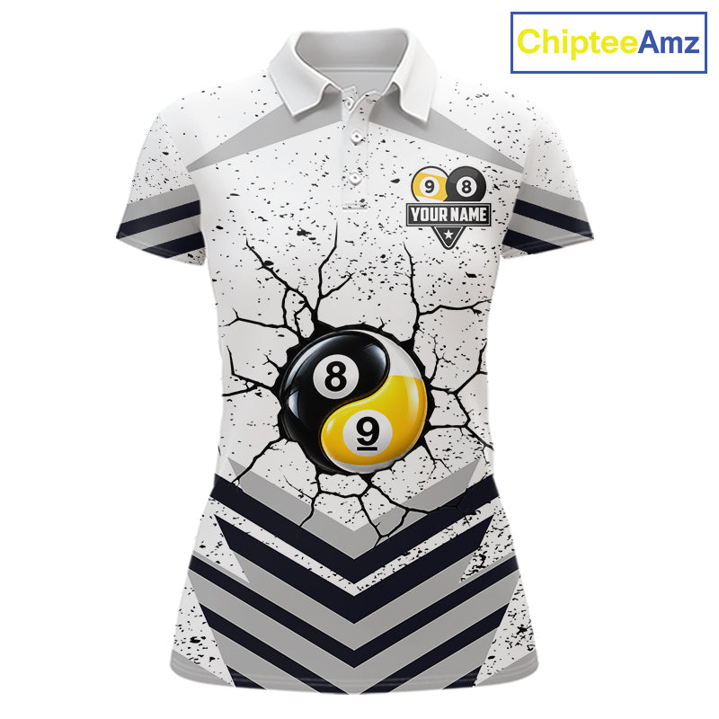 Funny Yin-Yang 8 Ball & 9 Ball Billiard Shirts Custom White Grunge Pool Team Jersey