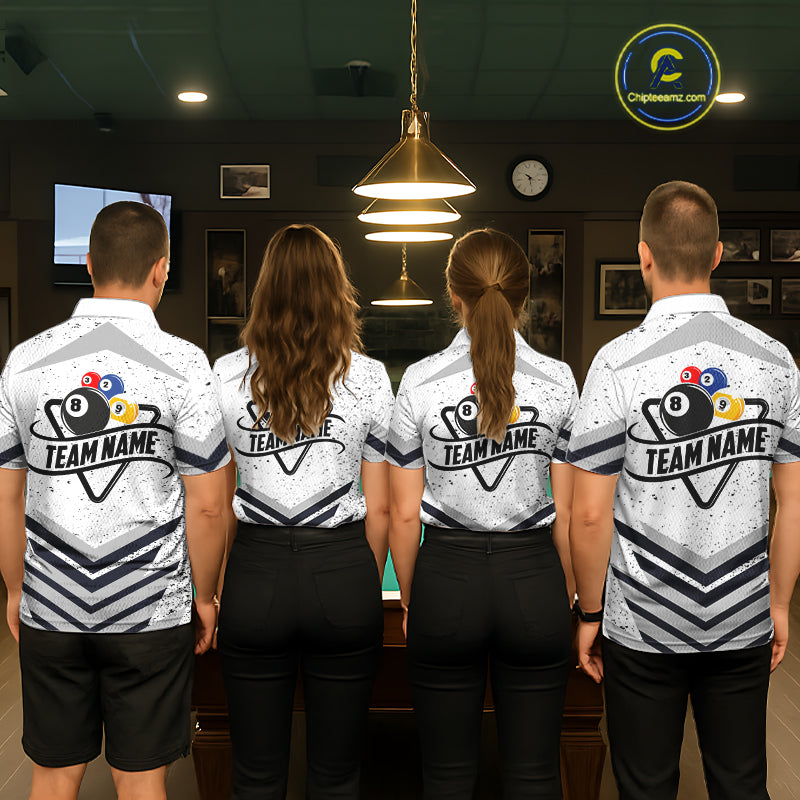 Funny Yin-Yang 8 Ball & 9 Ball Billiard Shirts Custom White Grunge Pool Team Jersey