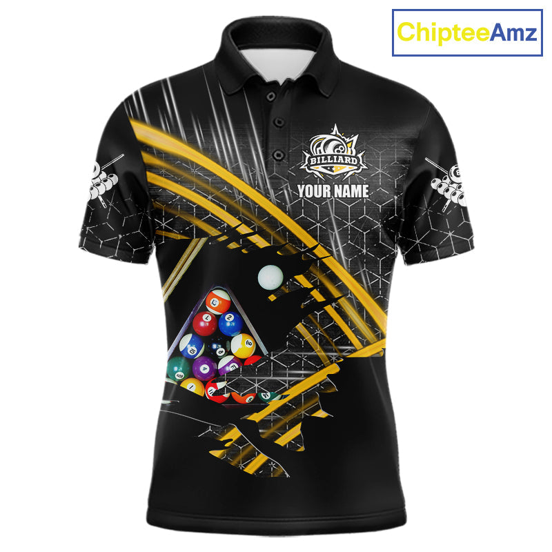 Personalized Billiard Shirts Custom Yellow Billiard Pool Ball Jersey, Billiard Team Shirt