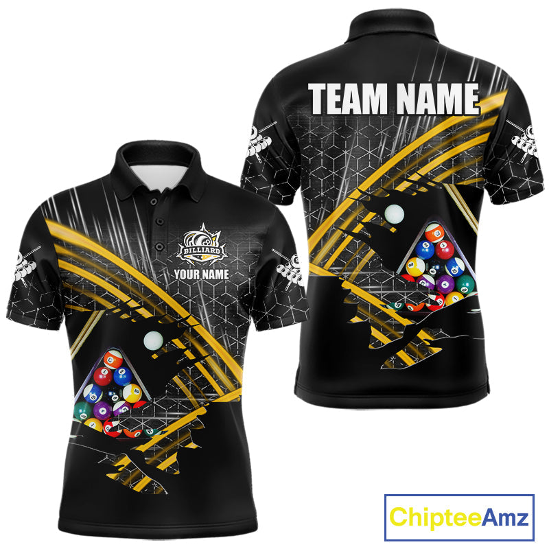 Personalized Billiard Shirts Custom Yellow Billiard Pool Ball Jersey, Billiard Team Shirt