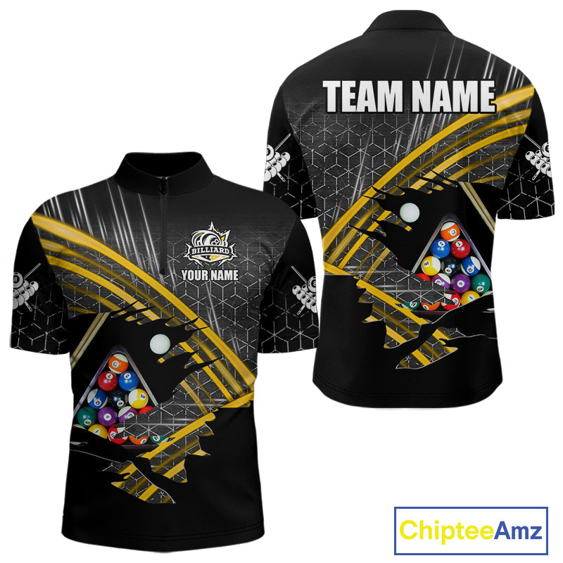 Personalized Billiard Shirts Custom Yellow Billiard Pool Ball Jersey, Billiard Team Shirt